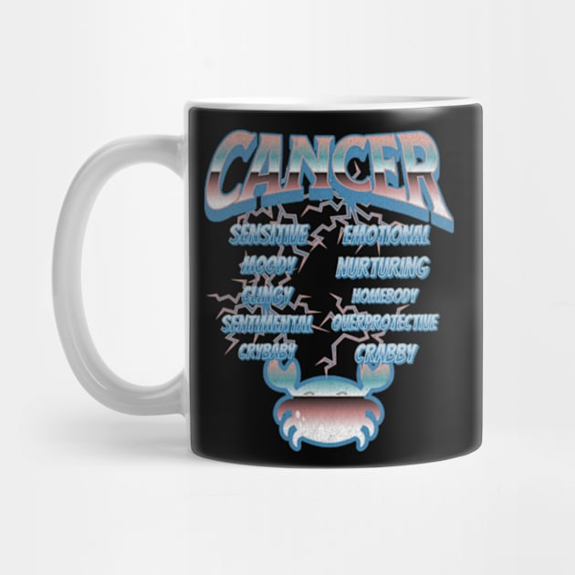 Cancer Retro 90s Band Zodiac Birthday Traits Lightning by Lavender Celeste